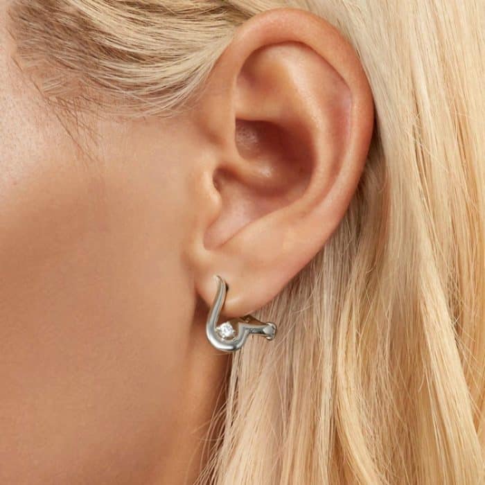 S925 Sterling Silber platiniert Valentinstag Liebe unregelmäßige Ohrringe – Bild 5