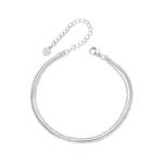 Dreischichtiges, dünnes Damenarmband aus S925-Sterlingsilber, platiniert