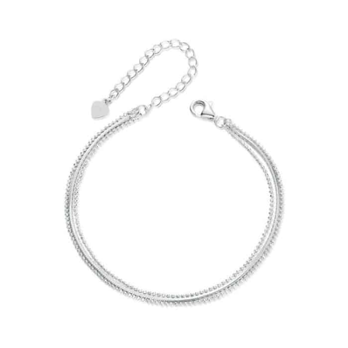 Dreischichtiges, dünnes Damenarmband aus S925-Sterlingsilber, platiniert – Bild 1
