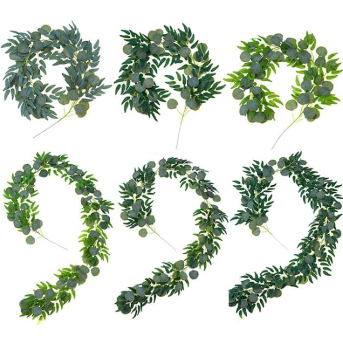 Künstliches Grün, Eukalyptusblätter, Weinreben, Simulation, Rattan, Heimdekoration, 1m Eucalyptus Gray White, 1m Eucalyptus Green, 2m Eucalyptus Gray White, 2m Eucalyptus Green, 1m Eucalyptus+5 Leaves Willow Gray White, 1m Eucalyptus+5 Leaves Willow Gr... – Bild 2