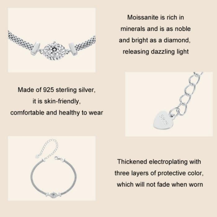 Galvanisiertes Moissanit-Gewebearmband aus S925-Sterlingsilber – Bild 5