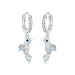 S925 Sterling Silber platinierte Opal-Ohrringe mit Vogelmotiv für Damen