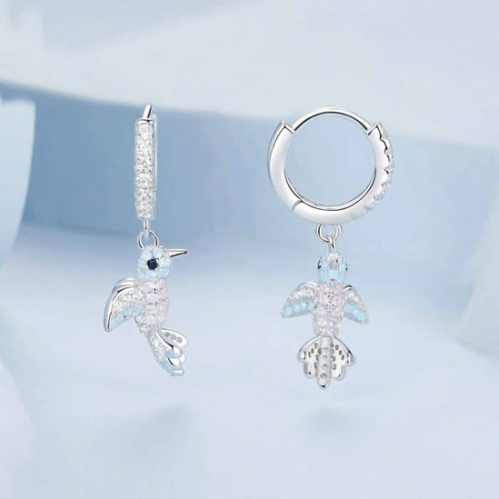 S925 Sterling Silber platinierte Opal-Ohrringe mit Vogelmotiv für Damen – Bild 2