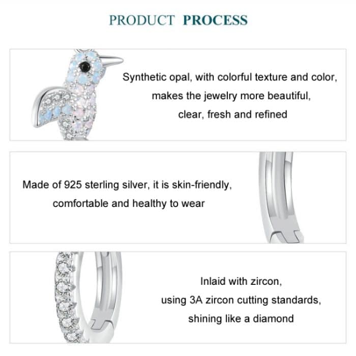 S925 Sterling Silber platinierte Opal-Ohrringe mit Vogelmotiv für Damen – Bild 5