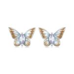 S925 Sterling Silber platinierte Schmetterlings-Ohrringe mit Farbverlaufsemail