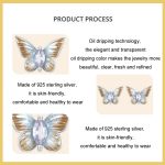 S925 Sterling Silber platinierte Schmetterlings-Ohrringe mit Farbverlaufsemail – Bild 4