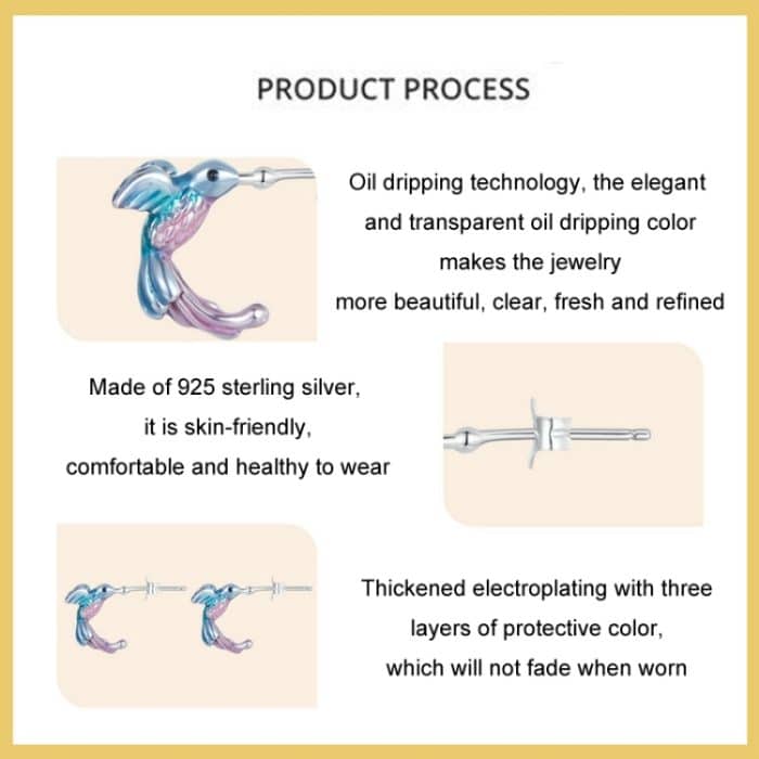 S925 Sterling Silber platinierte Eisvogel-Ohrringe mit Farbverlauf – Bild 4