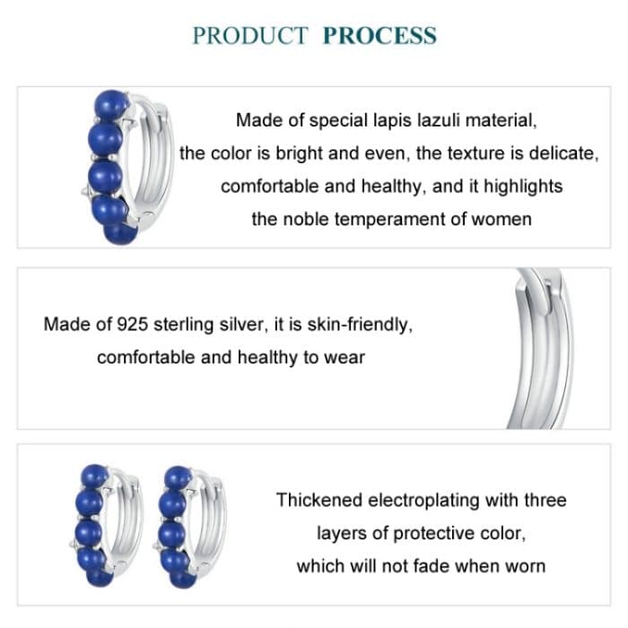 S925 Sterling Silber platinierte blaue Tagesohrringe – Bild 5