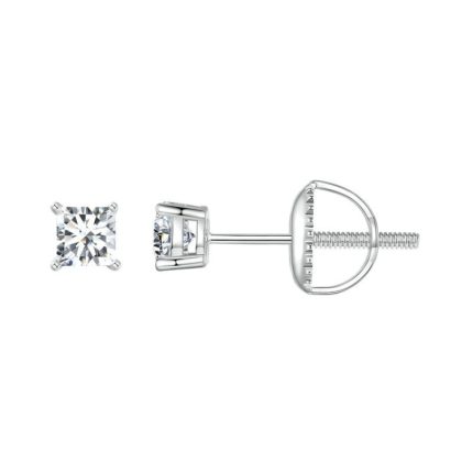 S925 Sterling Silber platinierte funkelnde quadratische Moissanit-Prinzessin-Ohrringe