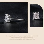 S925 Sterling Silber platinierte funkelnde quadratische Moissanit-Prinzessin-Ohrringe – Bild 6