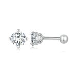 S925 Sterling Silber platinierte Moissanit-Ohrstecker mit Gewindebasis