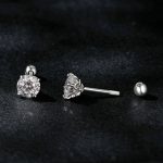 S925 Sterling Silber platinierte Moissanit-Ohrstecker mit Gewindebasis – Bild 3