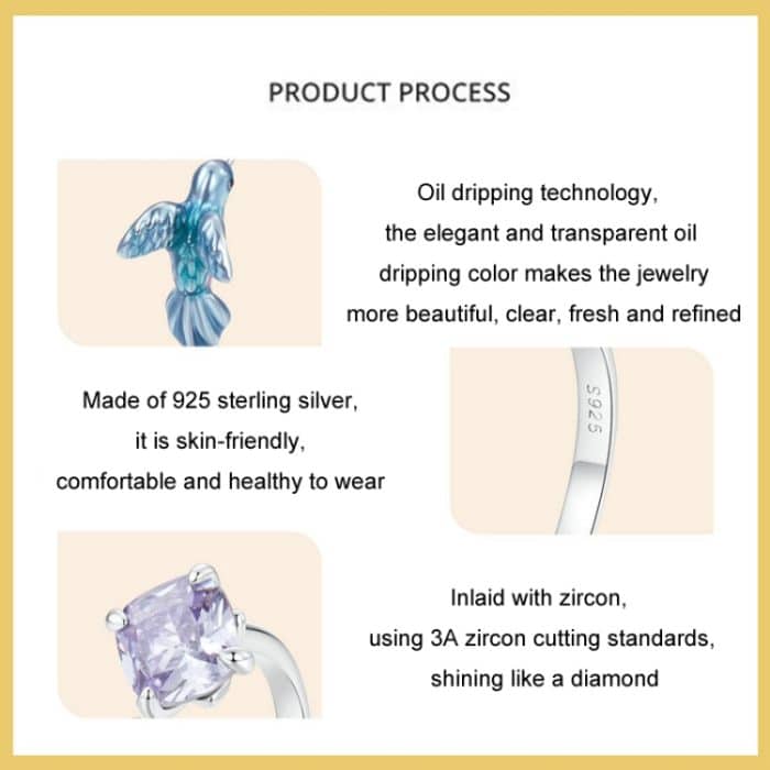 Verstellbarer offener Ring mit platinierten Smart Kingfisher Petals aus S925-Sterlingsilber – Bild 4