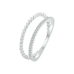 S925 Sterling Silber platinierter Twist-Doppelschichtring
