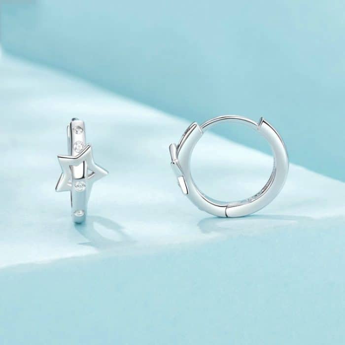 S925 Sterling Silber platinierter Punk-Stil-Gürtel mit fünfzackiger Stern-Ohrschnalle – Bild 2