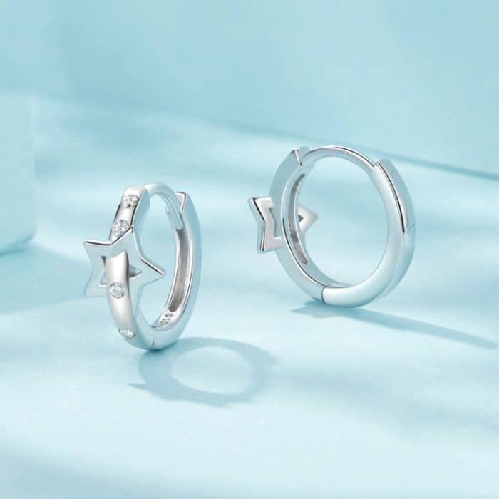 S925 Sterling Silber platinierter Punk-Stil-Gürtel mit fünfzackiger Stern-Ohrschnalle – Bild 3