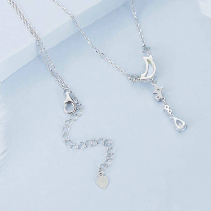 S925 Sterling Silber platinierte Moonfall Star River Quastenhalskette – Bild 3