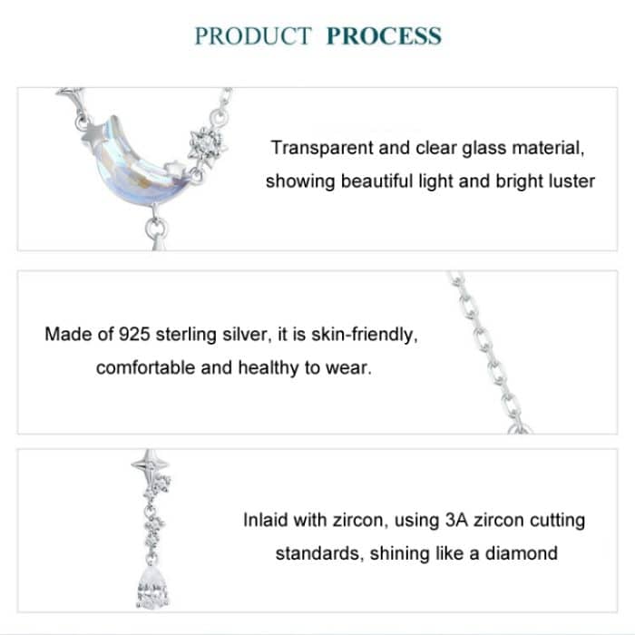 S925 Sterling Silber platinierte Moonfall Star River Quastenhalskette – Bild 4