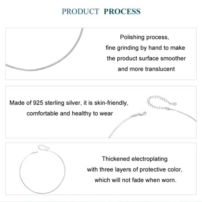 Einfache Halskette mit platinierter Schlangenknochenkette aus S925-Sterlingsilber – Bild 5