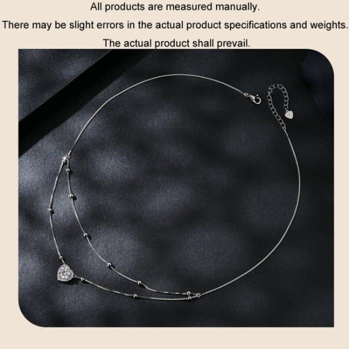 S925 Sterling Silber platinierte Doppelschicht-Moissanit-Schlüsselbein-Halskette – Bild 4