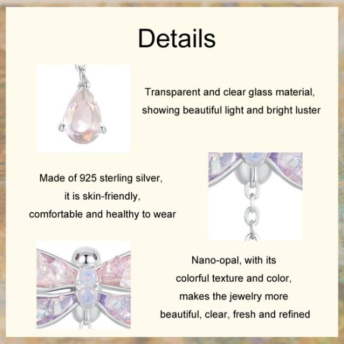 S925 Sterling Silber Libelle Wassertropfen Quaste DIY Perlen – Bild 5