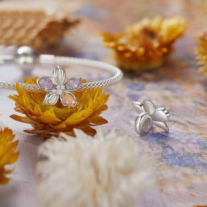 S925 Sterling Silber Opal Blume Silikon DIY Perlen – Bild 3