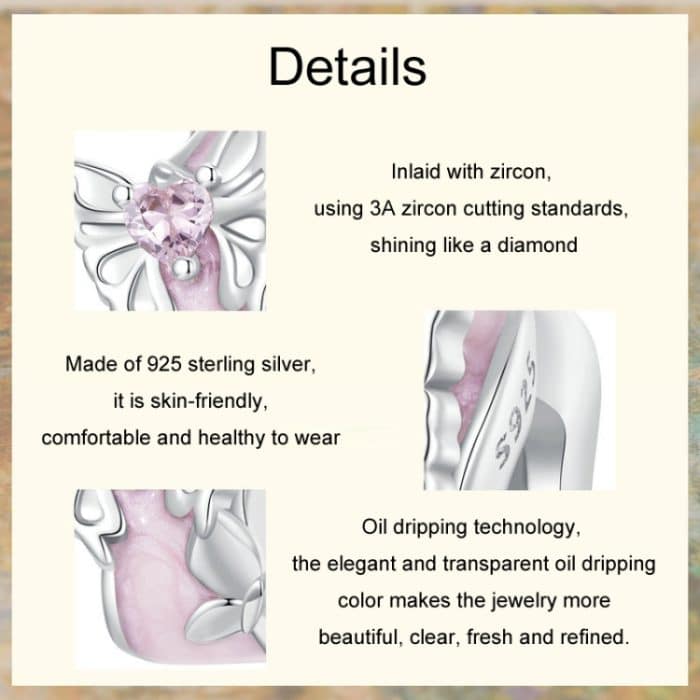 S925 Sterling Silber platinierte Schmetterlings-Silikon-DIY-Perlen – Bild 5