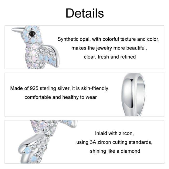 S925 Sterling Silber platinierter Zirkon-Vogel-DIY-Anhänger – Bild 5