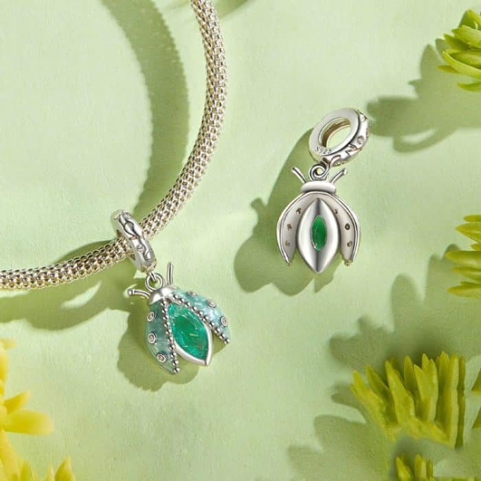 S925 Sterling Silber platinierte Oasis Sieben-Sterne-Marienkäfer-DIY-Perlen – Bild 3