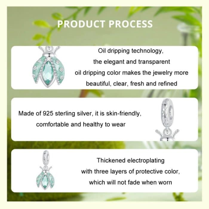 S925 Sterling Silber platinierte Oasis Sieben-Sterne-Marienkäfer-DIY-Perlen – Bild 5