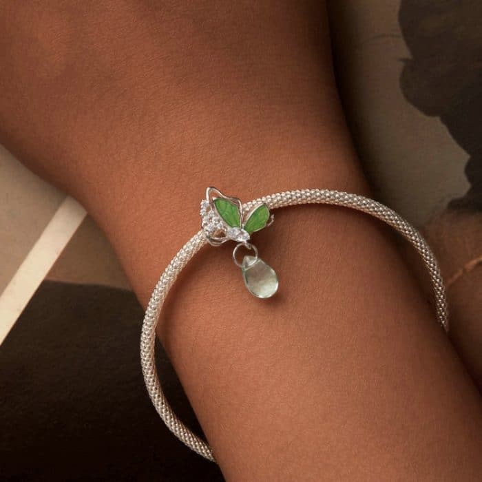 S925 Sterling Silber platiniert Oasis Schmetterling Wassertropfen DIY Perlen – Bild 6