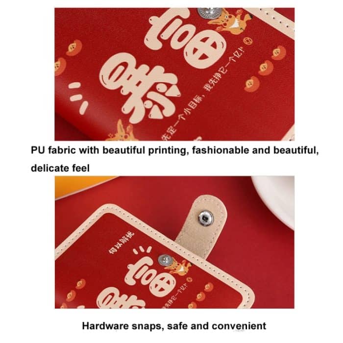 Festlicher Cartoon-Kartenhalter mit Schnappverschluss und Anti-Entmagnetisierung, Lucky Change ID-Aufbewahrungstasche, Get Rich, Make a Fortune, Rising Luck, Be in Good Luck, Too Difficult, Good Luck, Excellent, Red, Blue – Bild 3