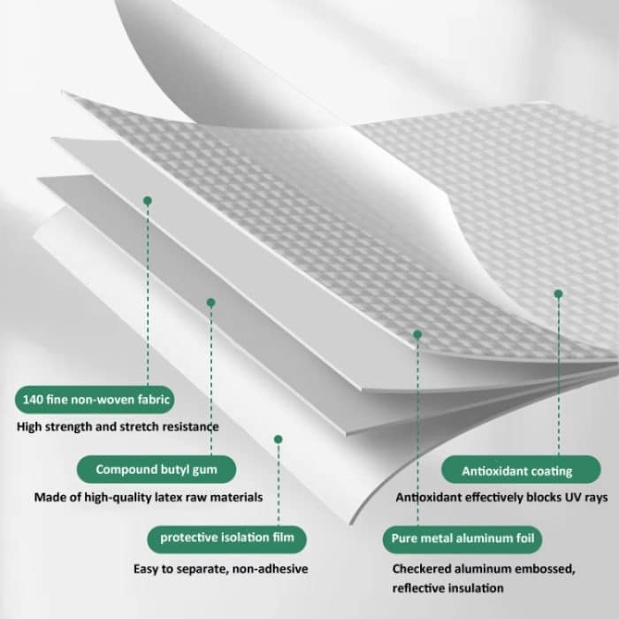 1,2 mm dickes wasserdichtes Butylband, selbstklebendes Aluminiumfolienband, 5cm x 5m, 10cm x 5m, 15cm x 5m, 20cm x 5m, 5cm x 10m, 10cm x 10m – Bild 4