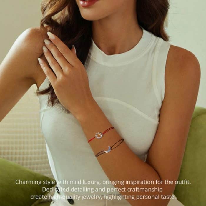 S925 Sterling Silber Sonne und Mond Paar geflochtener Armbandschmuck – Bild 4