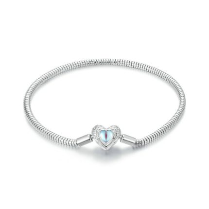 S925 Sterling Silber vergoldetes Weißgold-Herz-DIY-Basisarmband