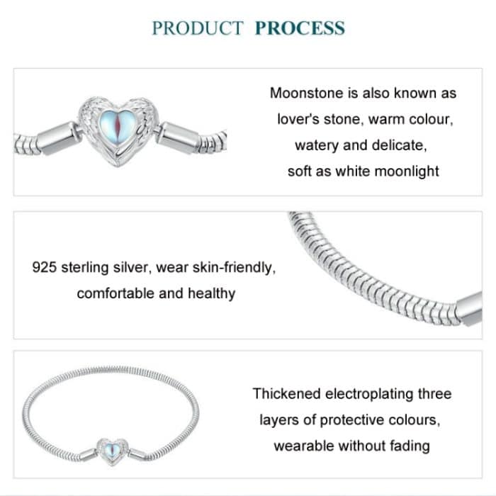 S925 Sterling Silber vergoldetes Weißgold-Herz-DIY-Basisarmband – Bild 4