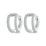S925 Sterling Silber plattiert Weißgold Fine Flash Double Layer Ohrringe