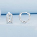 S925 Sterling Silber plattiert Weißgold Fine Flash Double Layer Ohrringe – Bild 2