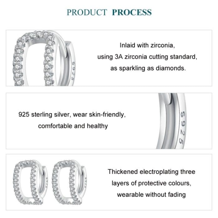 S925 Sterling Silber plattiert Weißgold Fine Flash Double Layer Ohrringe – Bild 4