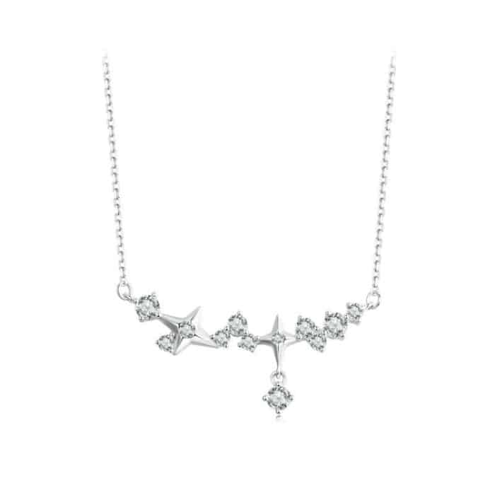 TBD0604544501A.jpg S925 Sterling Silber platinierte Galaxie-Schlüsselbeinkette – Bild 1