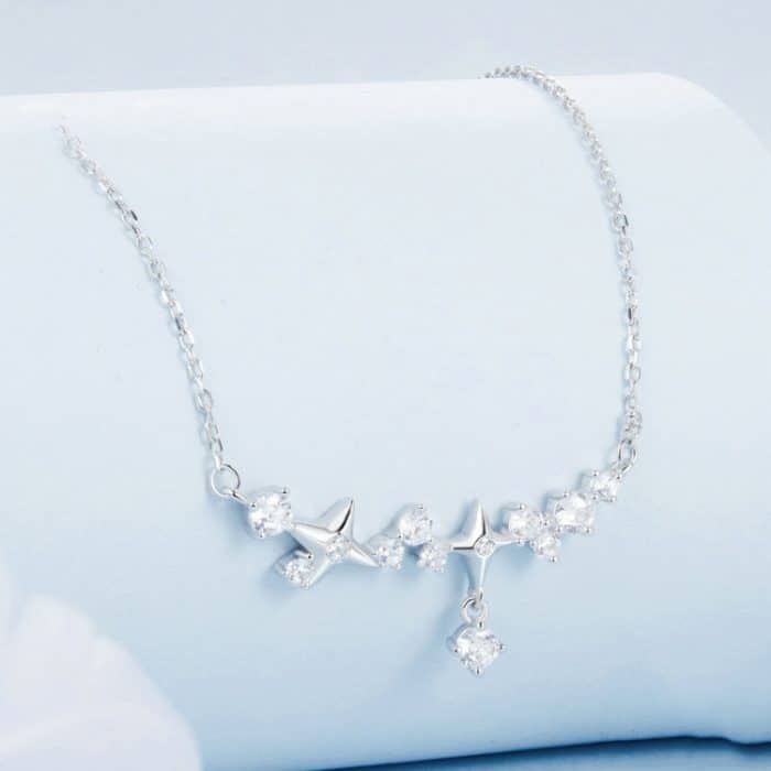 S925 Sterling Silber platinierte Galaxie-Schlüsselbeinkette – Bild 2