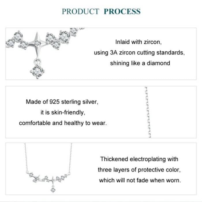 S925 Sterling Silber platinierte Galaxie-Schlüsselbeinkette – Bild 4