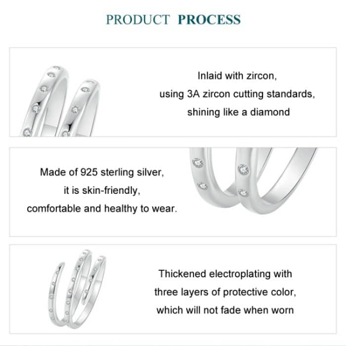 Offener, verstellbarer, schlichter Ring aus S925-Sterlingsilber mit platiniertem, gewickeltem Zirkon – Bild 4