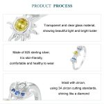 S925 Sterling Silber platinierter Sun Moon Surround Ring – Bild 4