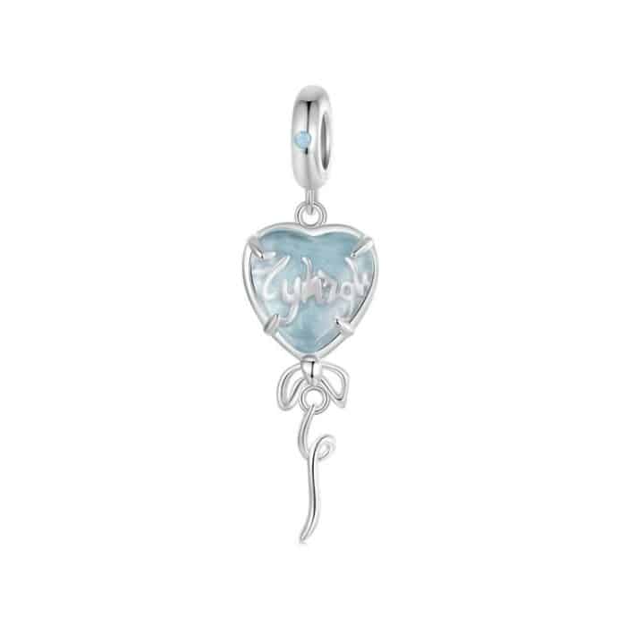 S925 Sterling Silber Nano Opal Blau Herz Ballon DIY Perlen – Bild 1