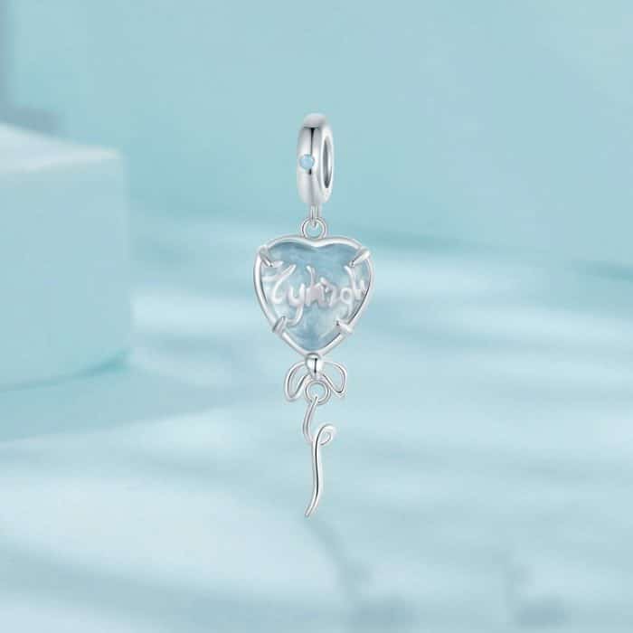 S925 Sterling Silber Nano Opal Blau Herz Ballon DIY Perlen – Bild 2