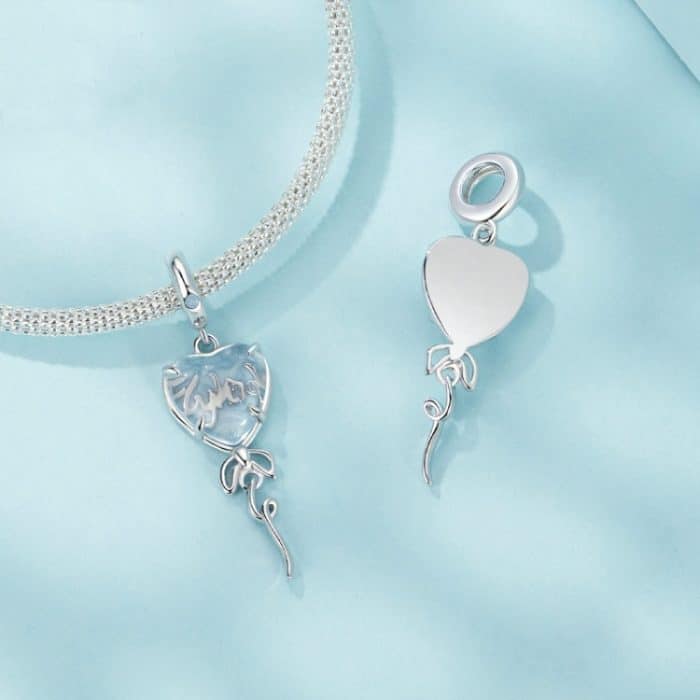 S925 Sterling Silber Nano Opal Blau Herz Ballon DIY Perlen – Bild 3