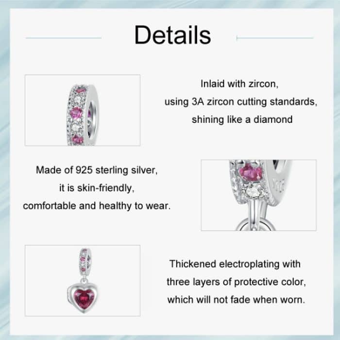 S925 Sterling Silber Permanent Love Herz Anhänger DIY Perlen – Bild 5