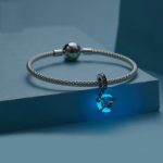 S925 Sterling Silber leuchtende süße Mondkatze DIY Anhänger Perlen – Bild 2