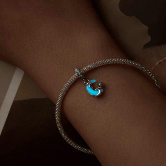 S925 Sterling Silber leuchtende süße Mondkatze DIY Anhänger Perlen – Bild 6